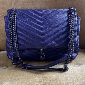 Rebecca Minkoff Edie Chevron Quilted purple leather shoulder bag